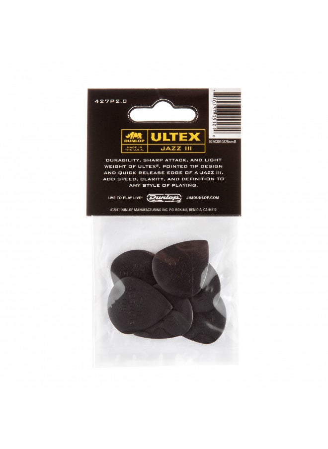 JIM DUNLOP 2.0mm Jazz III, 2.0mm, 6/Player's Pack