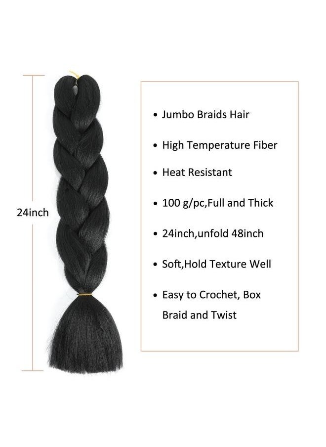 3 Piece African Braids Hair Extension Set Multi Color,Braiding Hair Dark Green Braid Hair Extensions for Box Braids Hot Water Setting High Temperature Synthetic Fiber