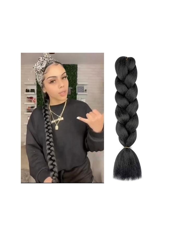 3 Piece African Braids Hair Extension Set Multi Color,Braiding Hair Dark Green Braid Hair Extensions for Box Braids Hot Water Setting High Temperature Synthetic Fiber