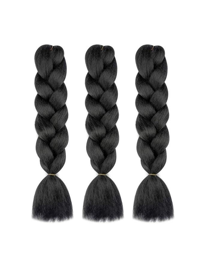 3 Piece African Braids Hair Extension Set Multi Color,Braiding Hair Dark Green Braid Hair Extensions for Box Braids Hot Water Setting High Temperature Synthetic Fiber