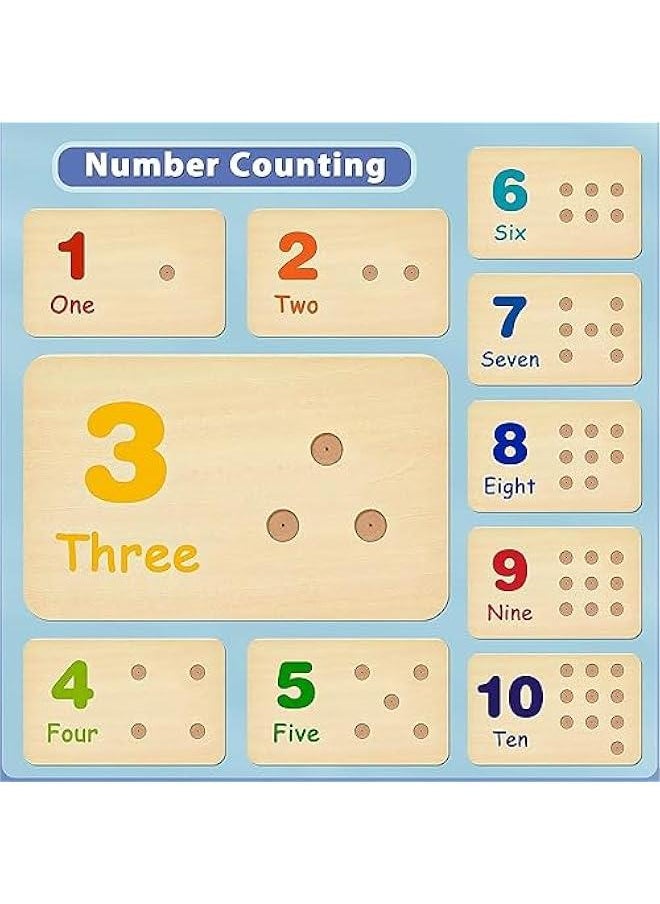 Wooden Counting Peg Board Kindergarten Math Manipulatives Number Counting Toys for Toddlers Learning Materials Montessori Educational Toys for 2 3 4 Year Old Boys Girls Gifts