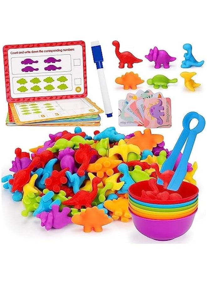 Counting Dinosaur Toys Matching Games with Sorting Bowls,Preschool Learning for Math, Educational Montessori  Toy Sets for Kids Aged 3+ Years Old Boys Girls (Dinosaurs)