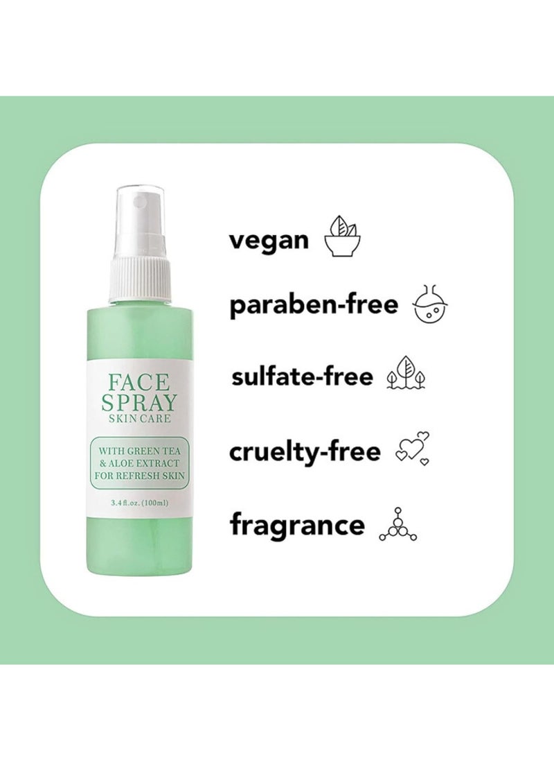 Facial Spray, Green Tea Aloe Facial Toner Mist, All Natural Pore Minimizer, Calming Skin Treatment, Hydrating Soothing, Skin Treatment for Sensitive, Refreshing, Dry & Combination Types