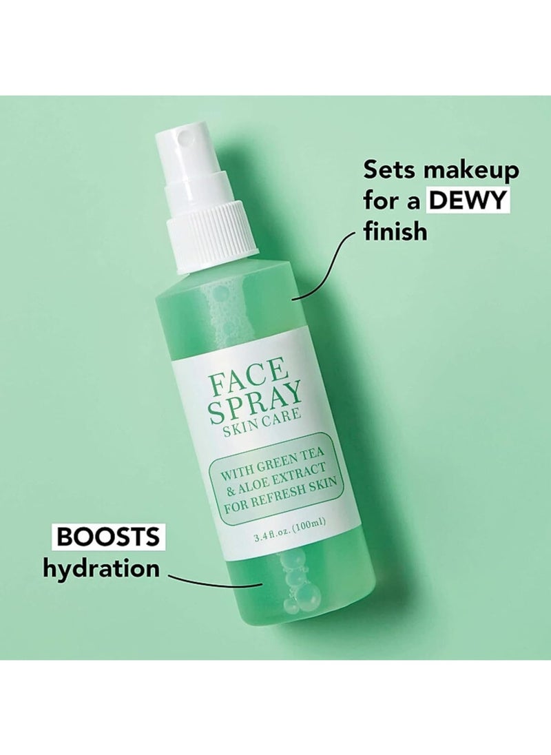 Facial Spray, Green Tea Aloe Facial Toner Mist, All Natural Pore Minimizer, Calming Skin Treatment, Hydrating Soothing, Skin Treatment for Sensitive, Refreshing, Dry & Combination Types