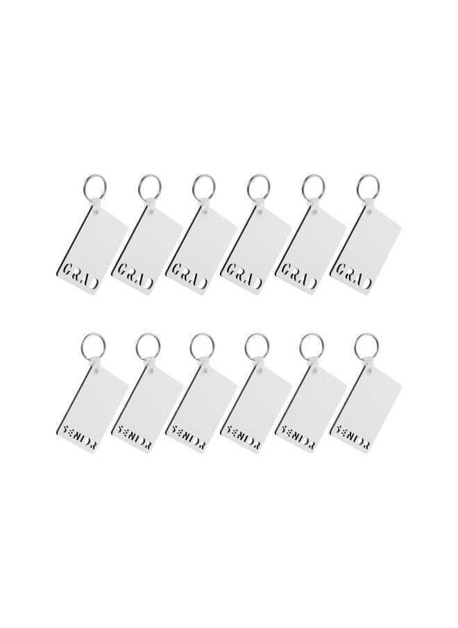 12pcs Sublimation Blank Keychains for Heat Transfer Class of 2021 Graduation Keychain DIY Blank Keychains with Key Rings for DIY Keychains Graduation Day Present Making (Random Style)