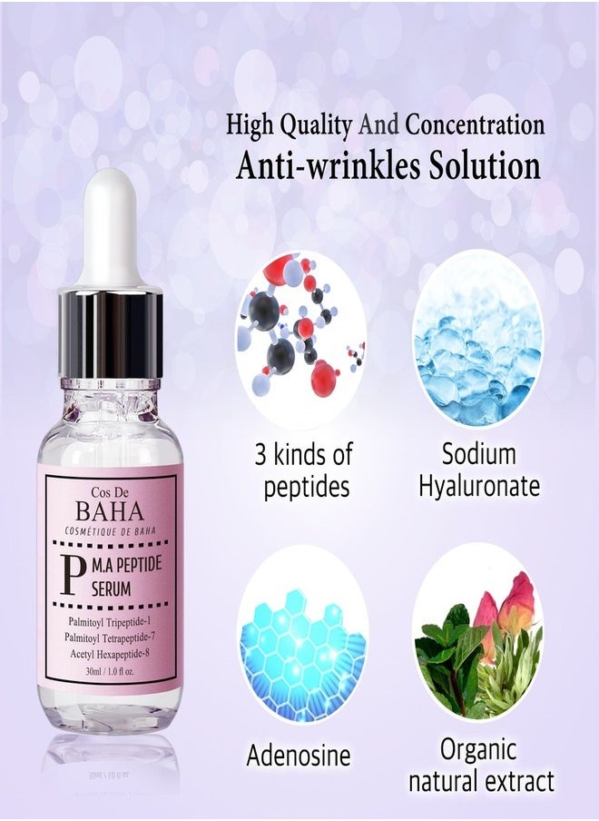 Cos De BAHA Peptide Complex Facial Serum with Matrixyl 3000 & Argireline - Anti Aging & Wrinkles - Heals and Repairs Skin (30ml)