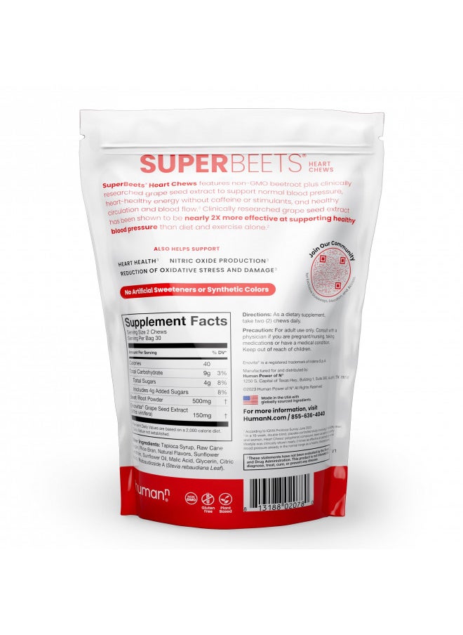 Superbeets Heart Chews Nitric Oxide And Blood Pressure Support Grape Seed Extract And Non