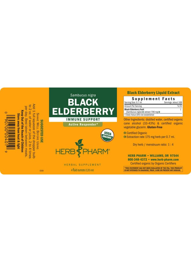 Certified Organic Black Elderberry Liquid Extract For Immune System Support Organic Cane Alcohol