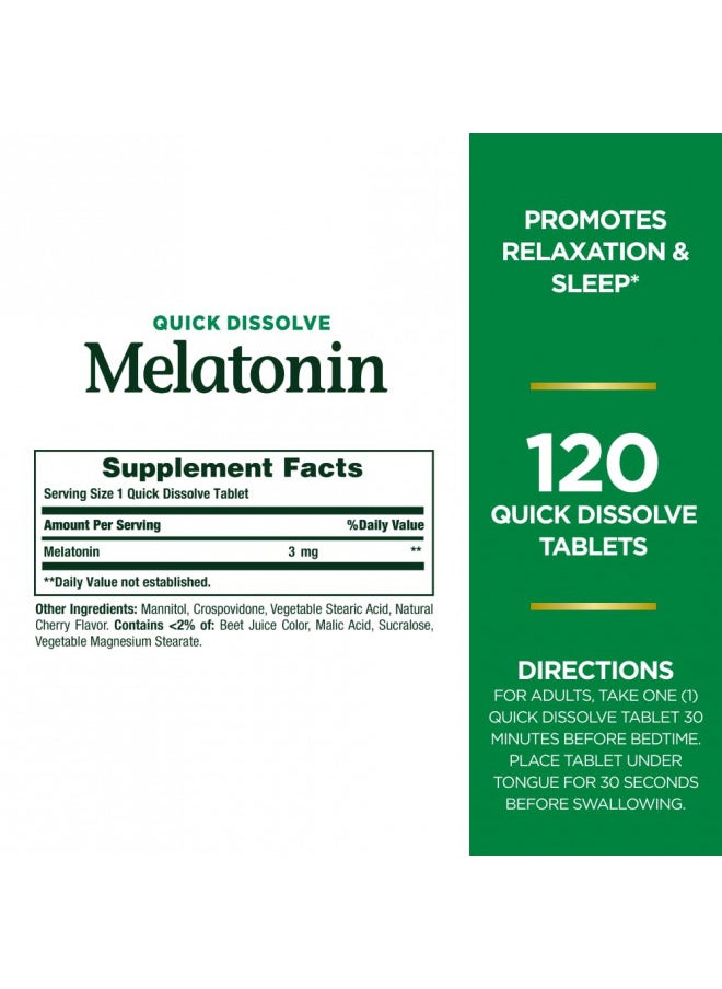 Nature'S Bounty Melatonin Tablets, 3 Mg, 120 Count