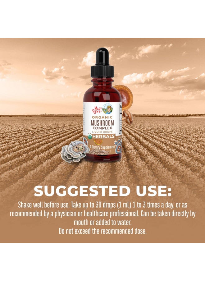 Usda Organic Mushroom Complex By Maryruth'S Herbal Liquid Drops Mushroom Supplement