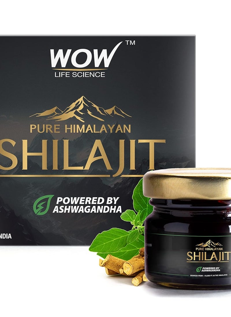 WOW Life Science Pure Himalayan Shilajit/Shilajeet Resin Powered by Ashwagandha - 20g | Guaranteed 75%+ Fulvic Acid | Enhance Strength, Stamina &...