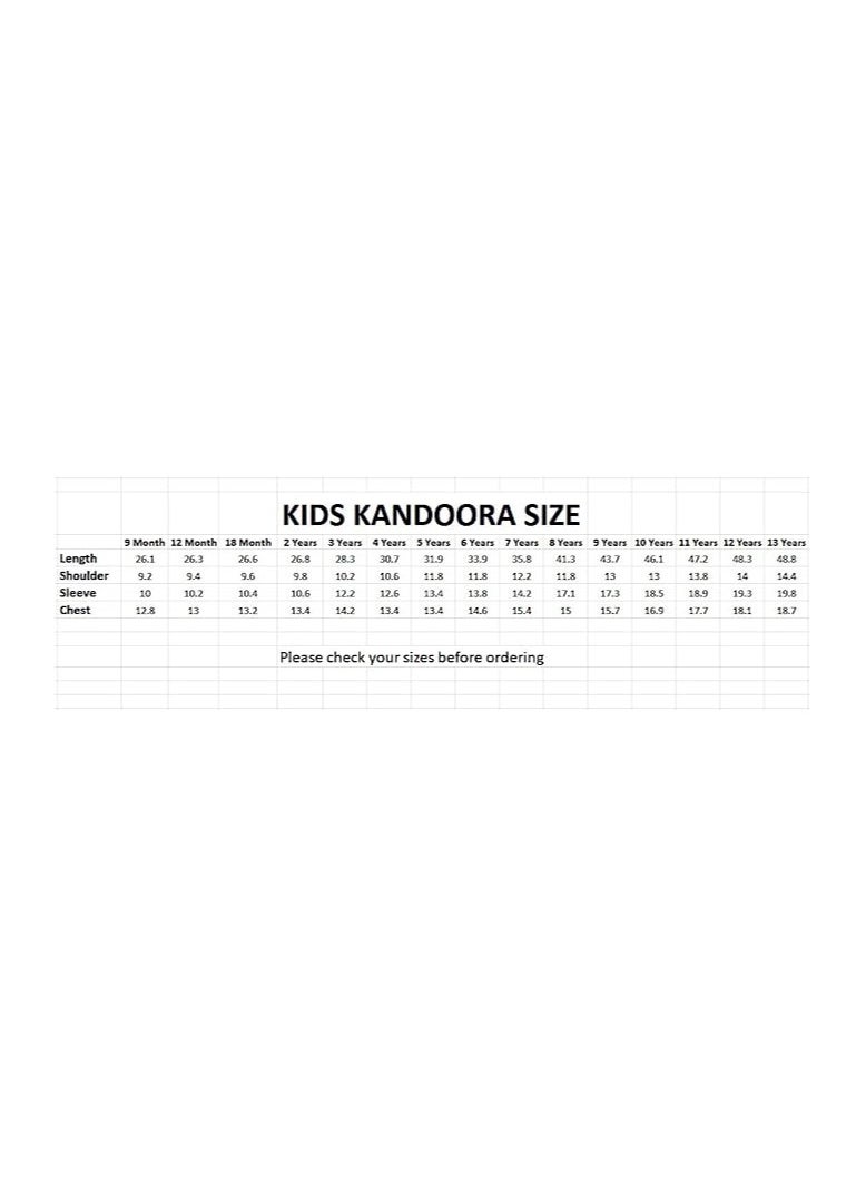 Kids Kandoora Thobe: Embrace Tradition with this Arabic Muslim Wear for Boys - Ideal for Islamic Prayers and Stylish Dressing. Superior Craftsmanship for Comfort.