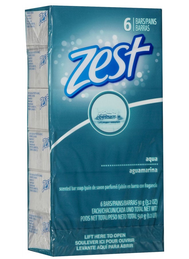 Zest Complete Bath Bar, Aqua Pure, 3.2 Ounces (6 Bars)