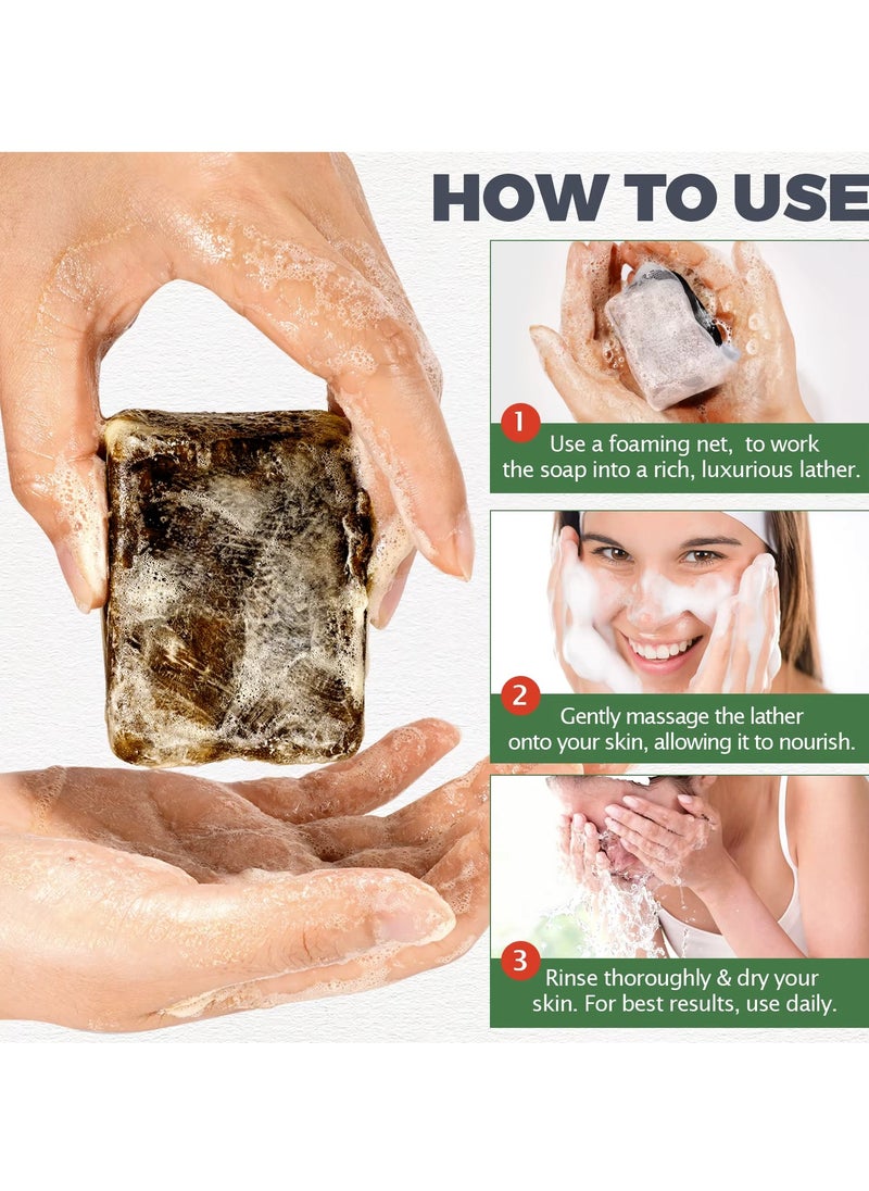 100g African Black Soap for Face and Body Wash with Shea Butter Fade Dark Spots and Acne Spots Anti Aging Hydrates Balance Oily Skin 100% Raw Organic Unrefined and Handmade African Black Soap