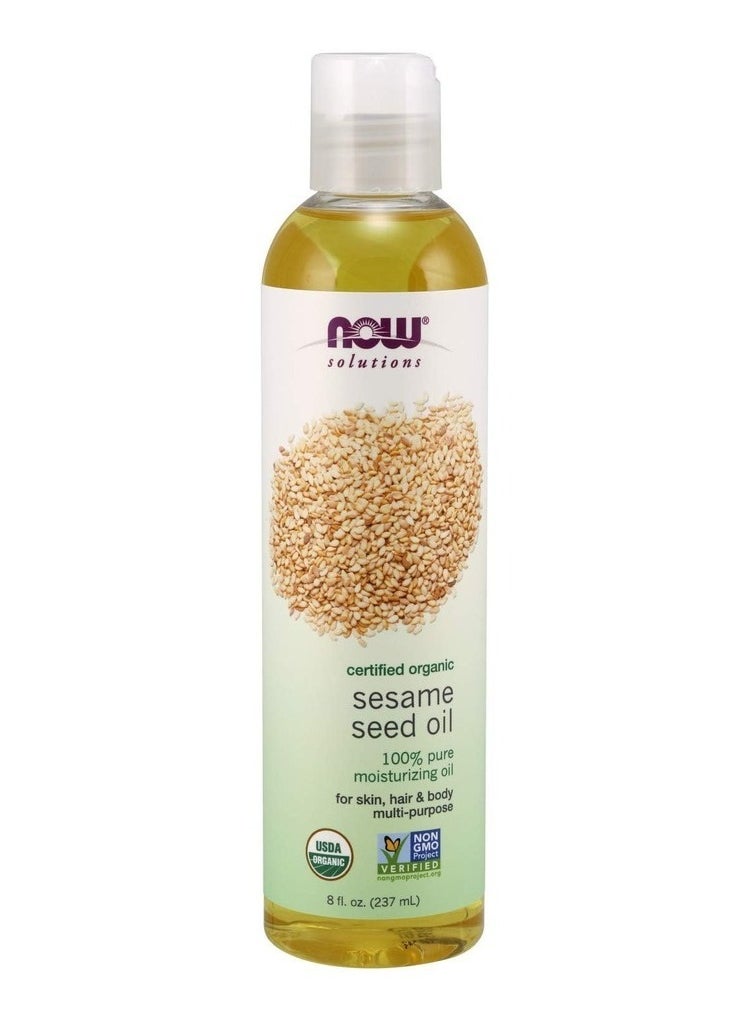 NOW Foods Organic Sesame Seed Oil – 100% Pure Moisturizing Oil for Skin & Hair, Rich in Vitamins & Nutrients, 8 fl oz