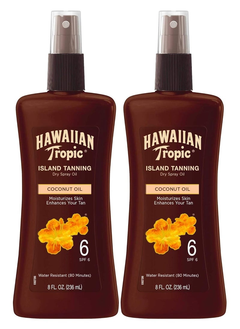 Hawaiian Tropic Island Tanning Oil Spray Sunscreen SPF 6, 8oz | Tanning Sunscreen, Tanning Oil with SPF, Moisturizing Body Oil, Hawaiian Tropic Oil, Outdoor Tanning Oil, 8oz each Twin Pack