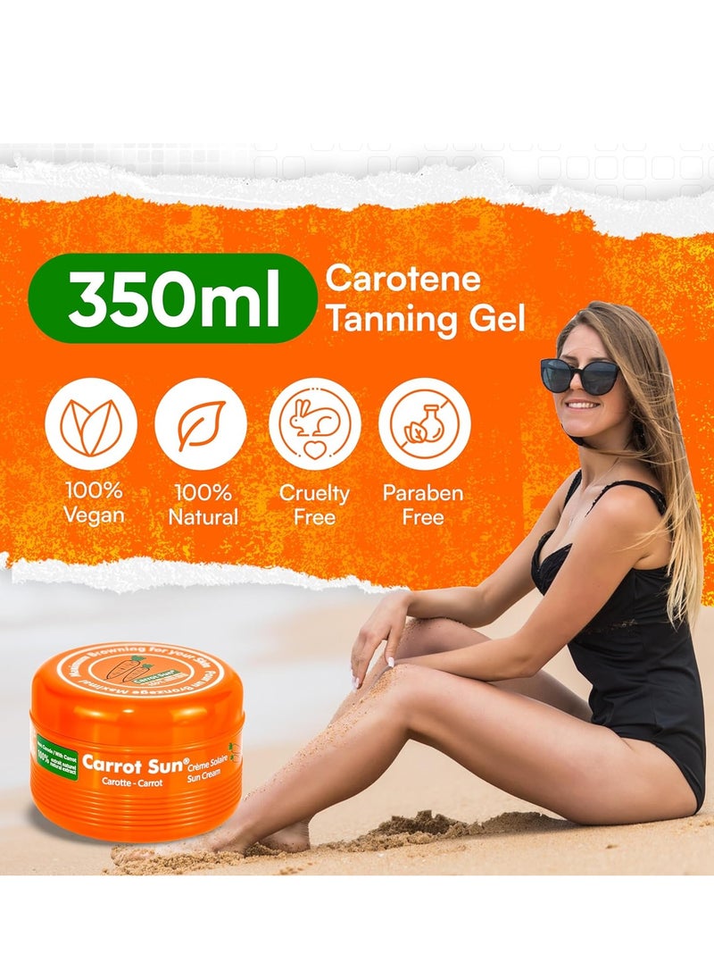 Tanning Accelerator – 350ml Carotene Intensive Tanning Gel – Natural Extract Sun Cream Tanning Lotion for All Skin Types – Tan Lotion with Carrot Oil for Even Beautiful Skin Coloring - SPF0