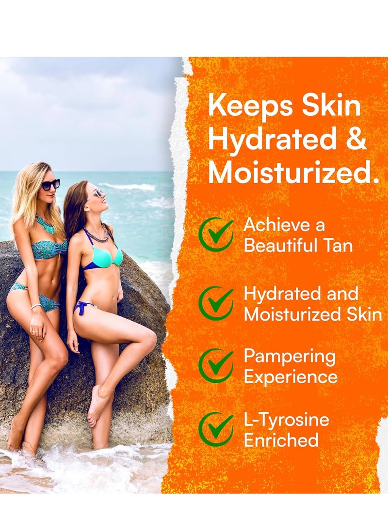 Tanning Accelerator – 350ml Carotene Intensive Tanning Gel – Natural Extract Sun Cream Tanning Lotion for All Skin Types – Tan Lotion with Carrot Oil for Even Beautiful Skin Coloring - SPF0