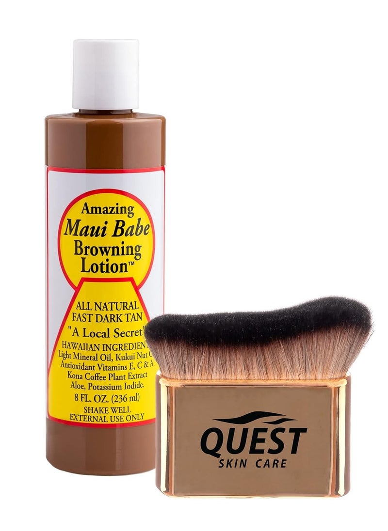 Amazing Maui Babe Browning Lotion 8 ounce - Maui Babe Tanning Lotion with Body Tanning Brush - Maui Tanning Lotion