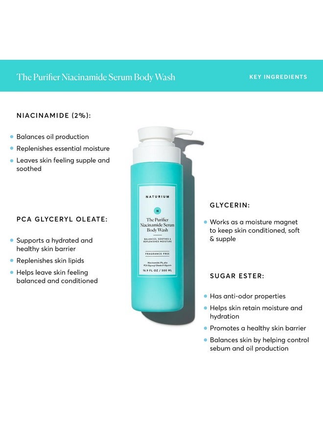 The Purifier Niacinamide Serum Body Wash Cleansing & Hydrating Gelserum Dermatologist Tested Paraben & Cruelty Free 16.9 Oz