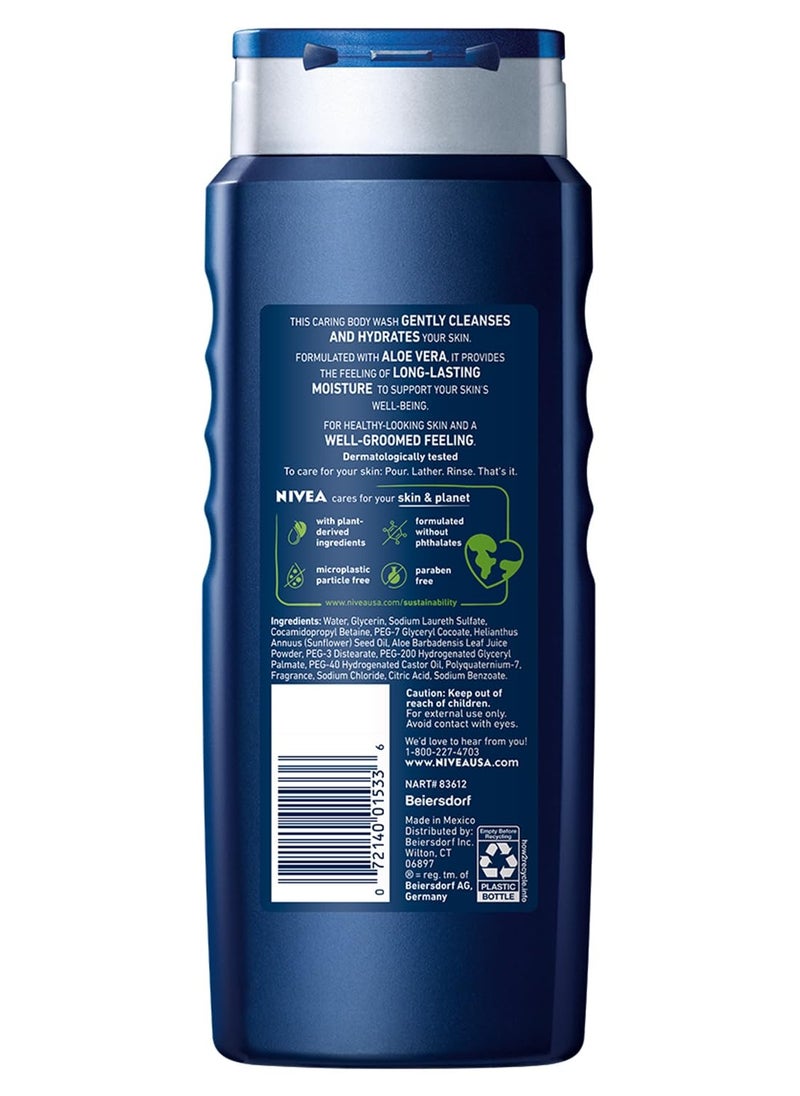 NIVEA MEN Maximum Hydration Body Wash with Aloe Vera, Long-Lasting Hydrating Body Wash for Men, 3 Pack of 16.9 Fl Oz Bottles