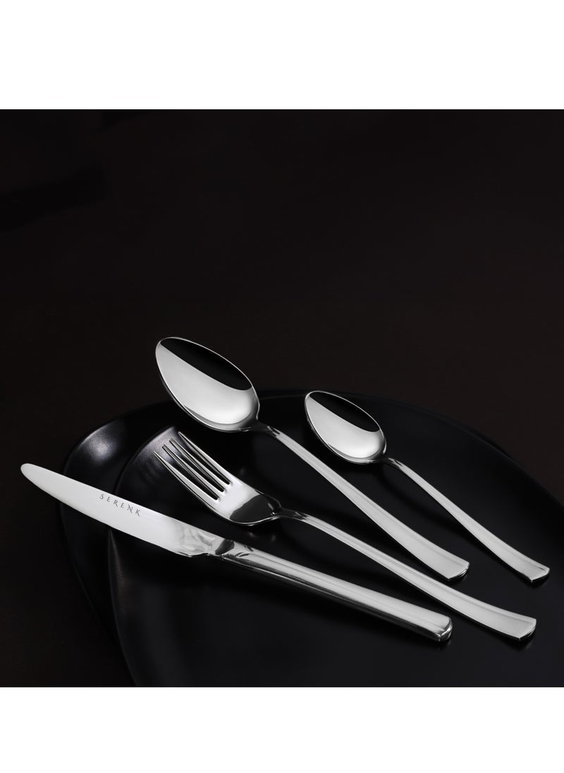 Serenk Paris 24-Piece Stainless Steel Cutlery Set - Durable Spoons and Forks for Everyday Use, Elegant Kitchen and Dining Set