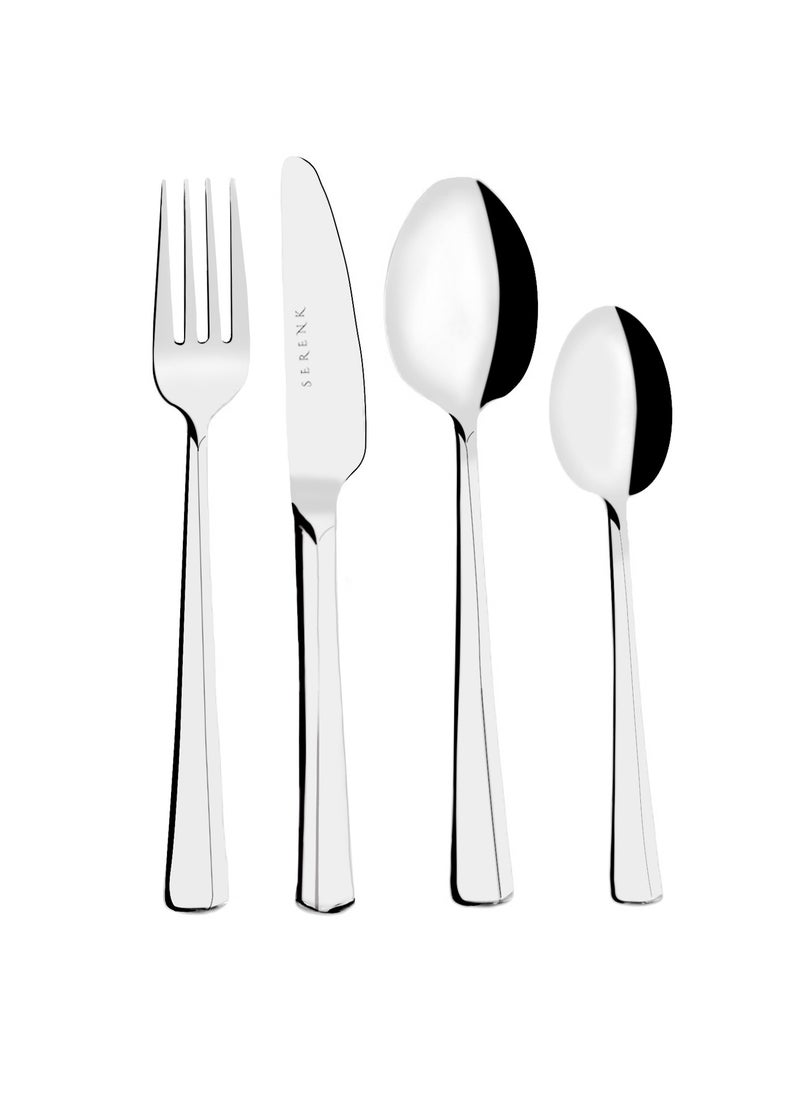 Serenk Paris 24-Piece Stainless Steel Cutlery Set - Durable Spoons and Forks for Everyday Use, Elegant Kitchen and Dining Set