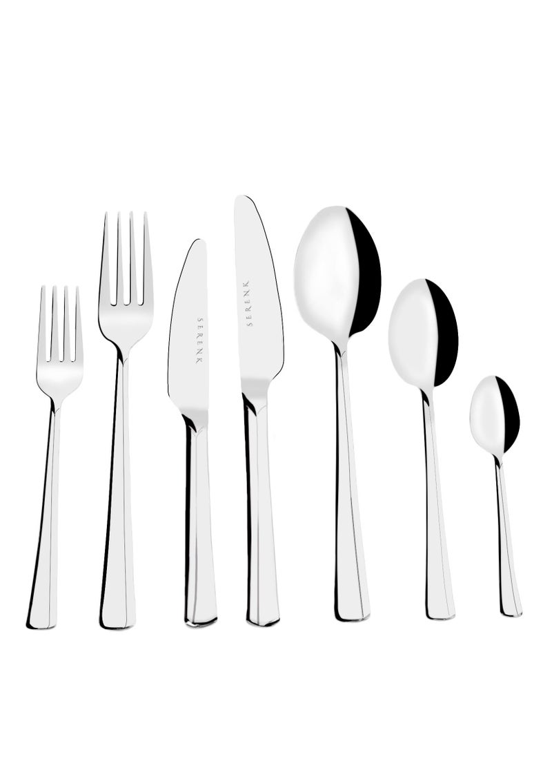 Serenk Paris 42-Piece 18/10 Stainless Steel Cutlery Set - Polished Finish, Durable Forks, Spoons and Knives