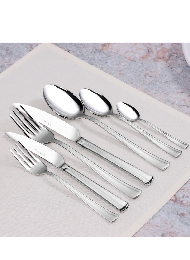 Serenk Paris 42-Piece 18/10 Stainless Steel Cutlery Set - Polished Finish, Durable Forks, Spoons and Knives