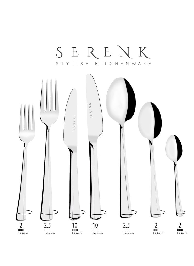 Serenk Paris 18-Piece Stainless Steel Cutlery Set - Durable Spoons and Forks for Everyday Use, Elegant Kitchen and Dining Set