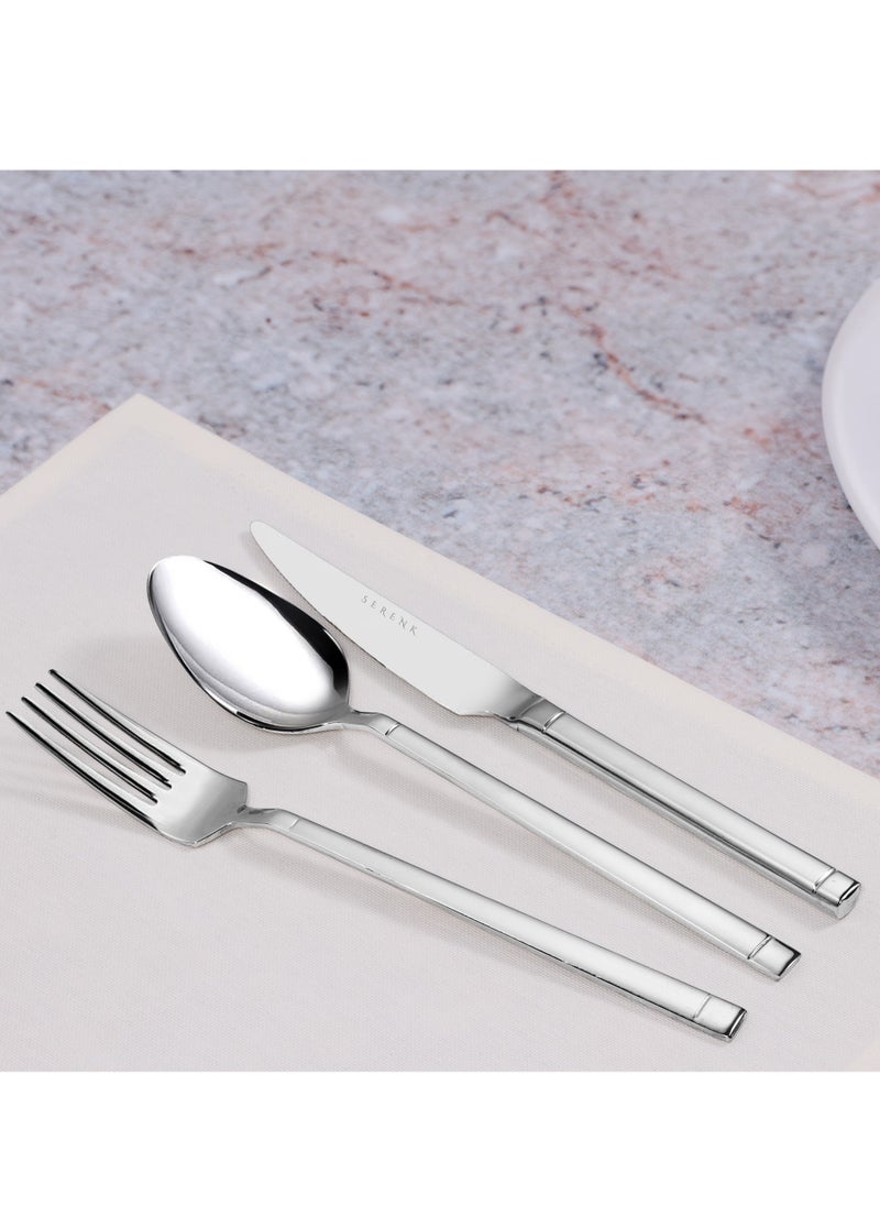 Serenk Barcelona 18-Piece 18/10 Stainless Steel Cutlery Set - Polished Finish, Durable Flatware for Elegant Dining