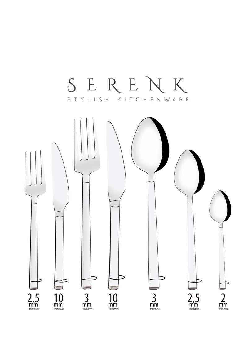 Serenk Barcelona 18-Piece 18/10 Stainless Steel Cutlery Set - Polished Finish, Durable Flatware for Elegant Dining