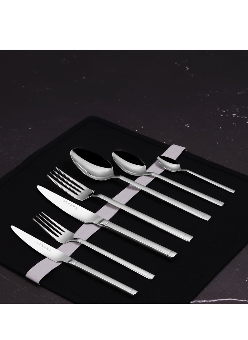 Serenk Barcelona 42-Piece Premium 18/10 Stainless Steel Cutlery Set - Polished, Durable Flatware for Sophisticated Dining