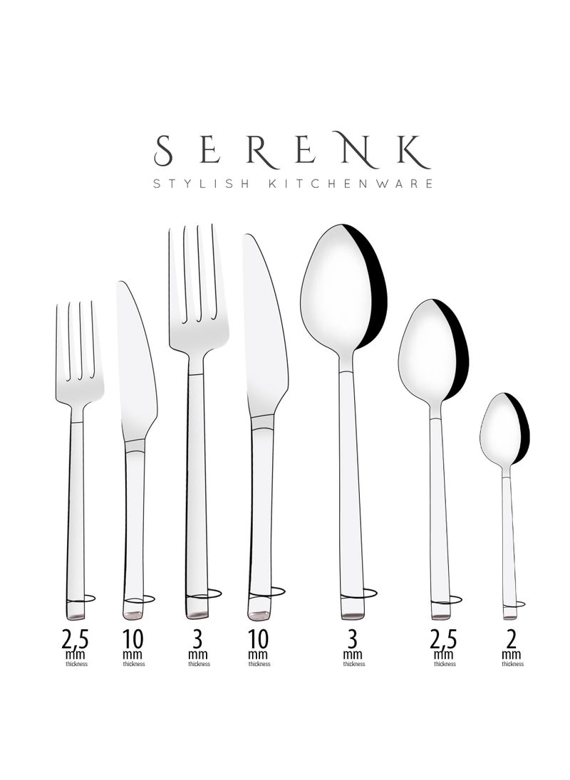 Serenk Barcelona 42-Piece Premium 18/10 Stainless Steel Cutlery Set - Polished, Durable Flatware for Sophisticated Dining