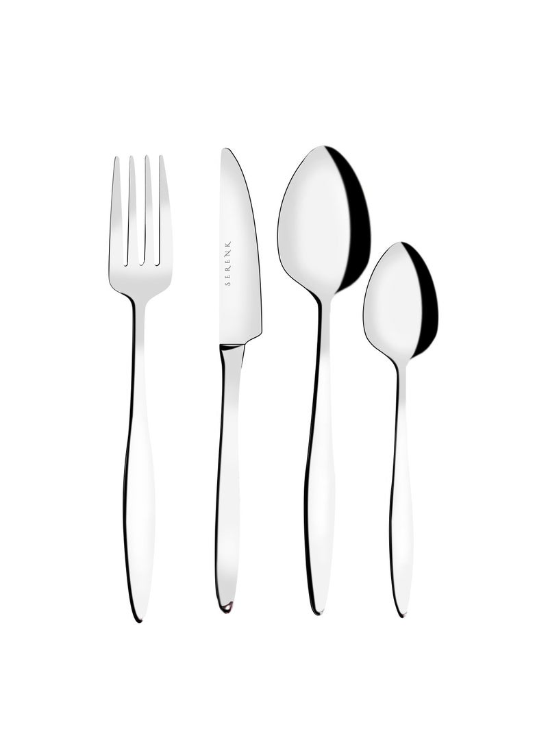 Serenk Milan 24-Piece Premium 18/10 Stainless Steel Cutlery Set - Elegant, Durable Flatware with Polished Finish