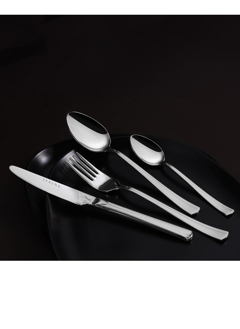 Serenk Milan 24-Piece Premium 18/10 Stainless Steel Cutlery Set - Elegant, Durable Flatware with Polished Finish