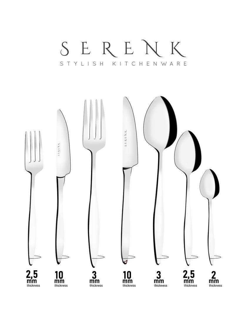 Serenk Milan 24-Piece Premium 18/10 Stainless Steel Cutlery Set - Elegant, Durable Flatware with Polished Finish