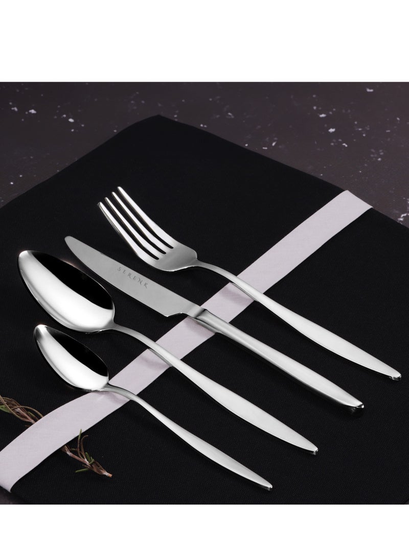 Serenk Milan 24-Piece Premium 18/10 Stainless Steel Cutlery Set - Elegant, Durable Flatware with Polished Finish