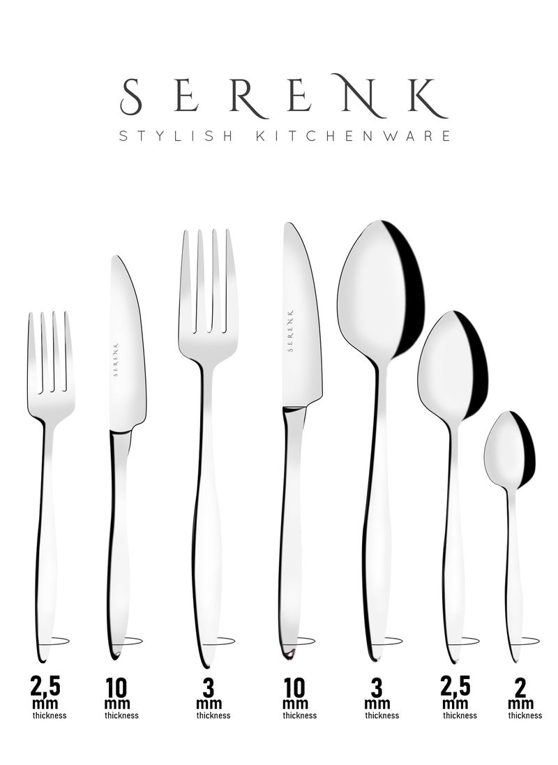 Serenk Milan 18-Piece Premium 18/10 Stainless Steel Cutlery Set - Polished Finish, Durable Flatware for Elegant Dining