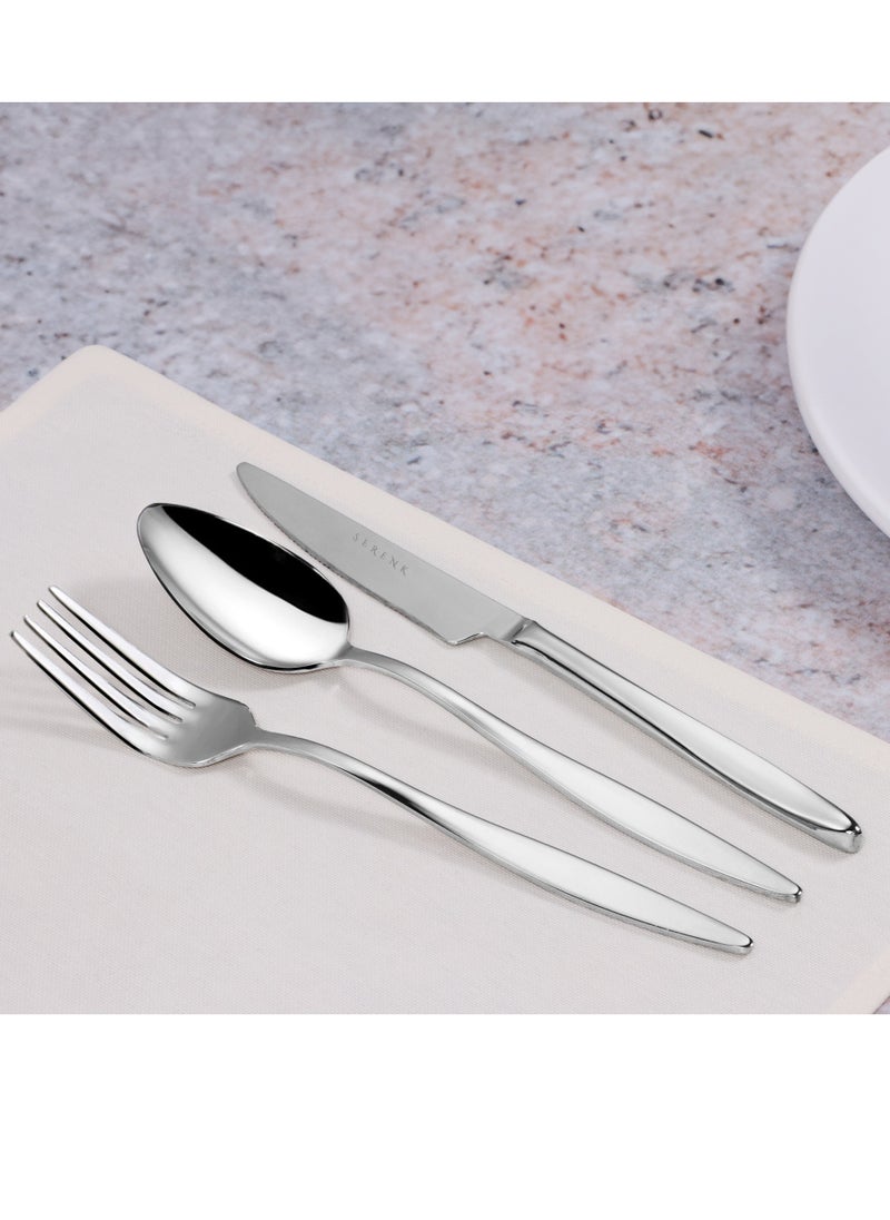 Serenk Milan 18-Piece Premium 18/10 Stainless Steel Cutlery Set - Polished Finish, Durable Flatware for Elegant Dining