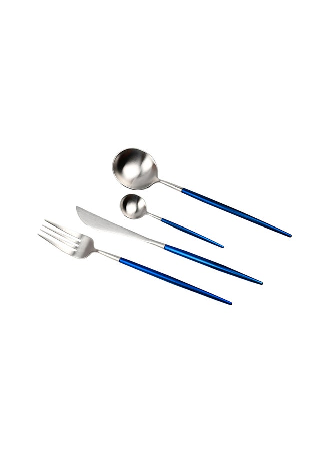 4-Piece Dinner Flatware Cutlery Set Blue/Silver