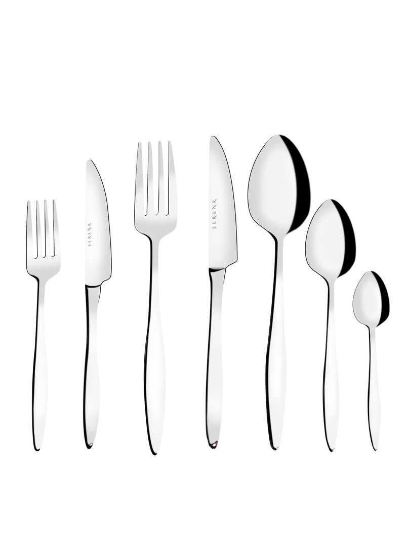 Serenk Milan 42-Piece 18/10 Stainless Steel Cutlery Set – Polished, Durable Flatware for an Elegant Dining Experience