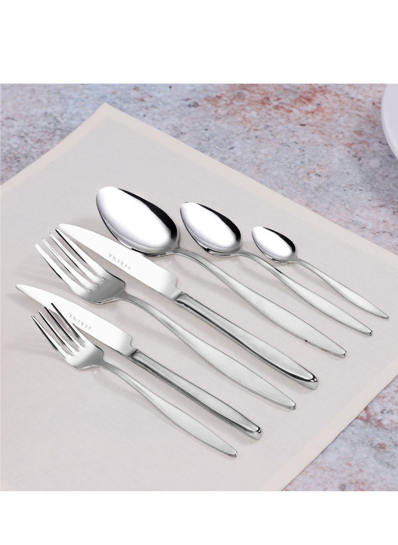 Serenk Milan 42-Piece 18/10 Stainless Steel Cutlery Set – Polished, Durable Flatware for an Elegant Dining Experience