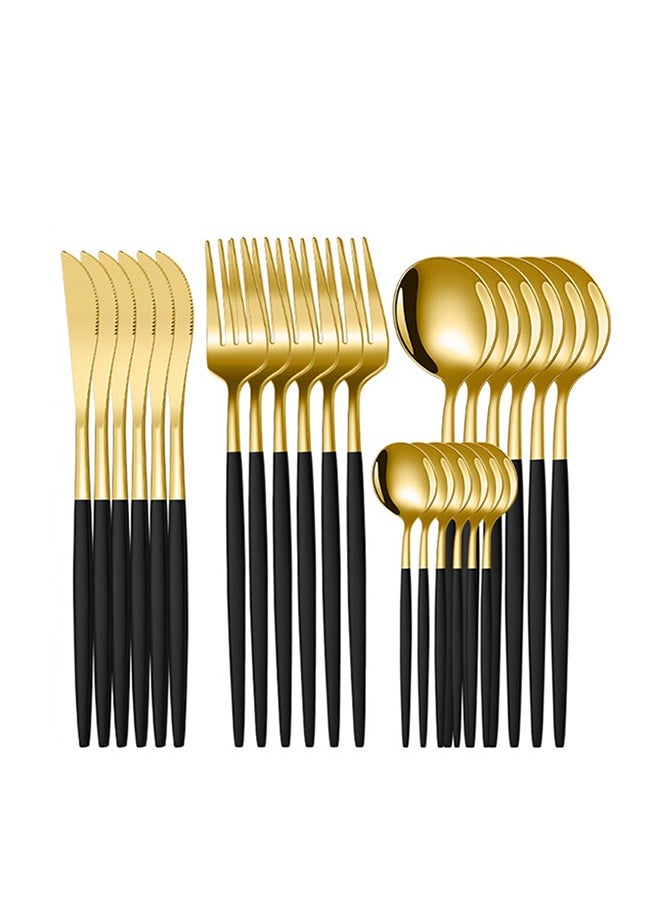 24-Piece Stainless Steel Cutlery Set Gold/Black