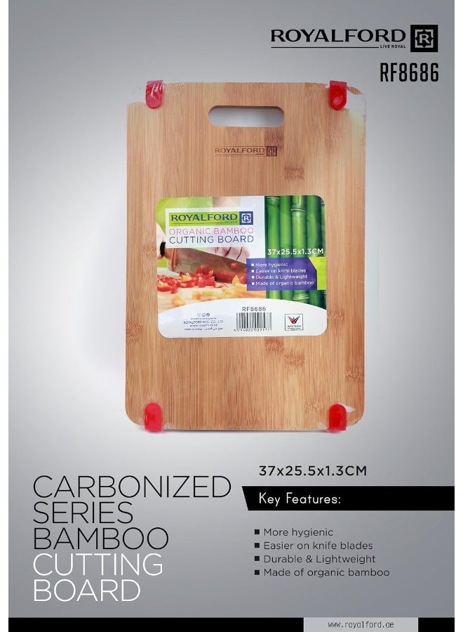 Organic Cutting Board Perfect Solution For Your Food Preparation Durable & Lightweight Easy To Clean & Store Naturally Antibactirial Hight Quality & Versatile Brown 37x25.5x1.3cm