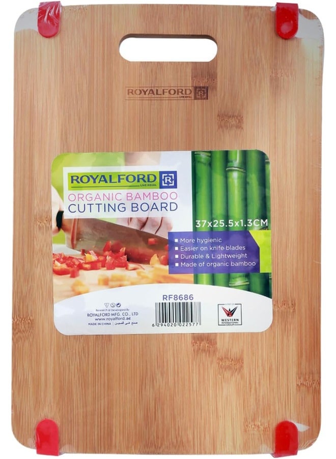 Organic Cutting Board Perfect Solution For Your Food Preparation Durable & Lightweight Easy To Clean & Store Naturally Antibactirial Hight Quality & Versatile Brown 37x25.5x1.3cm