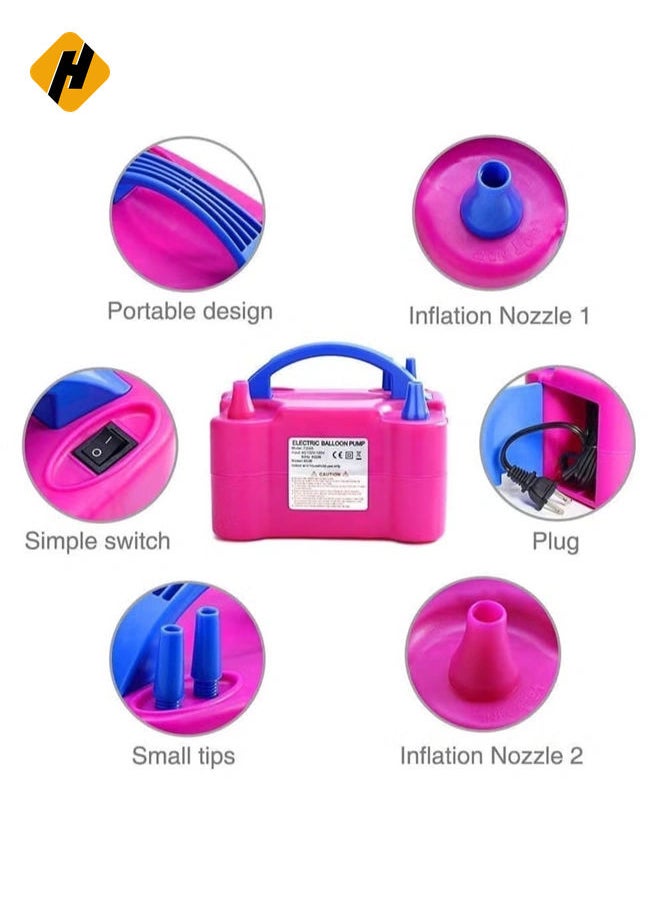 Portable Dual Nozzle Electric Balloon Blower Pump Inflator For Birthday House Anniversary Party Bedroom Decoration M