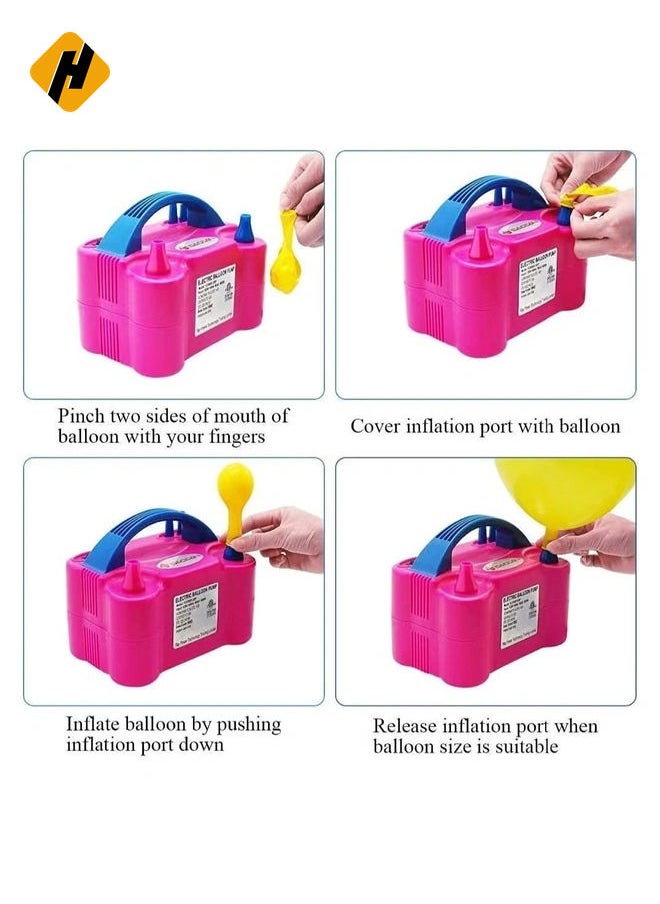 Portable Dual Nozzle Electric Balloon Blower Pump Inflator For Birthday House Anniversary Party Bedroom Decoration M