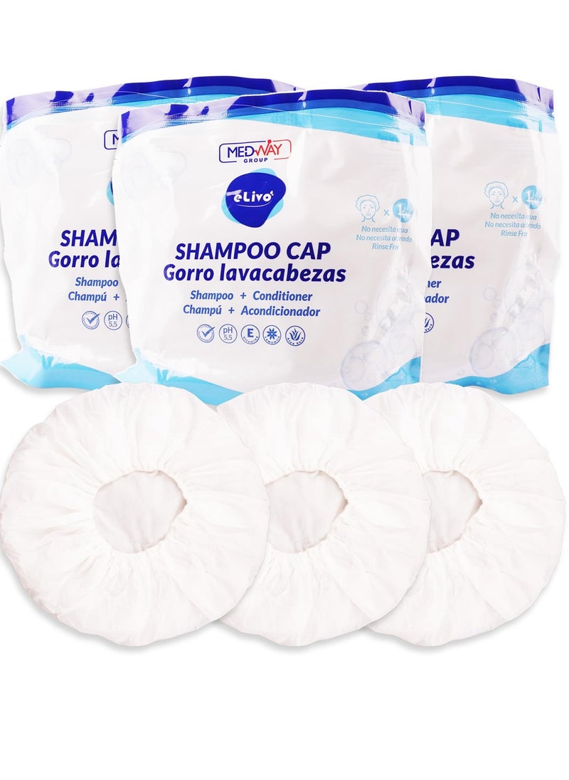 MedVance No Rinse Shampoo Cap | Rinse Free Shower Cap that Shampoos & Conditions | PH Balanced & Hypoallergenic Waterless Hair Wash | 3 Pack