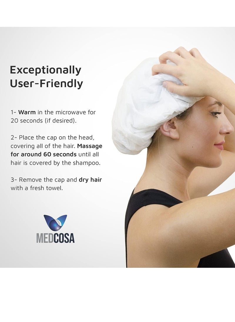 Medcosa No Rinse Shampoo Caps - Waterless Shampoo and Conditioner Hair Wash Cap - Dry Hair Washing Aids with Aloe Vera and Vitamins - Pack of 5 Rinse Free No Water Shower Caps